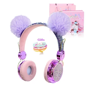 unicorn kids wireless headphone with mic cute girls music helmet laptop cascos bluetooth 5 0 phone gaming headset children gifts free global shipping