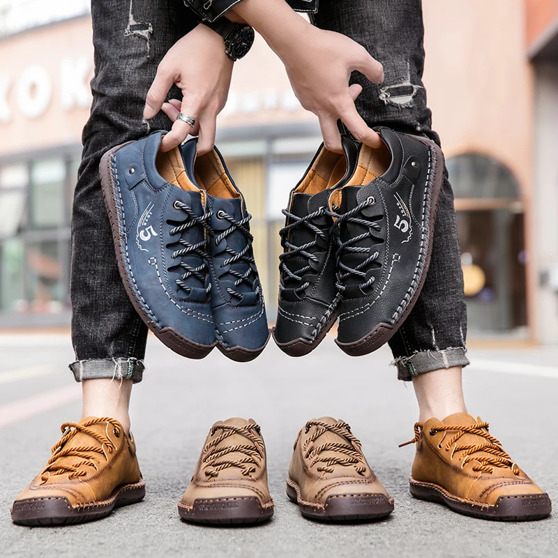 Fhlyiy brand men shoes leather flats lace-up men's luxury High Quality Comfortable Spring footwear Plus size 48 | Обувь