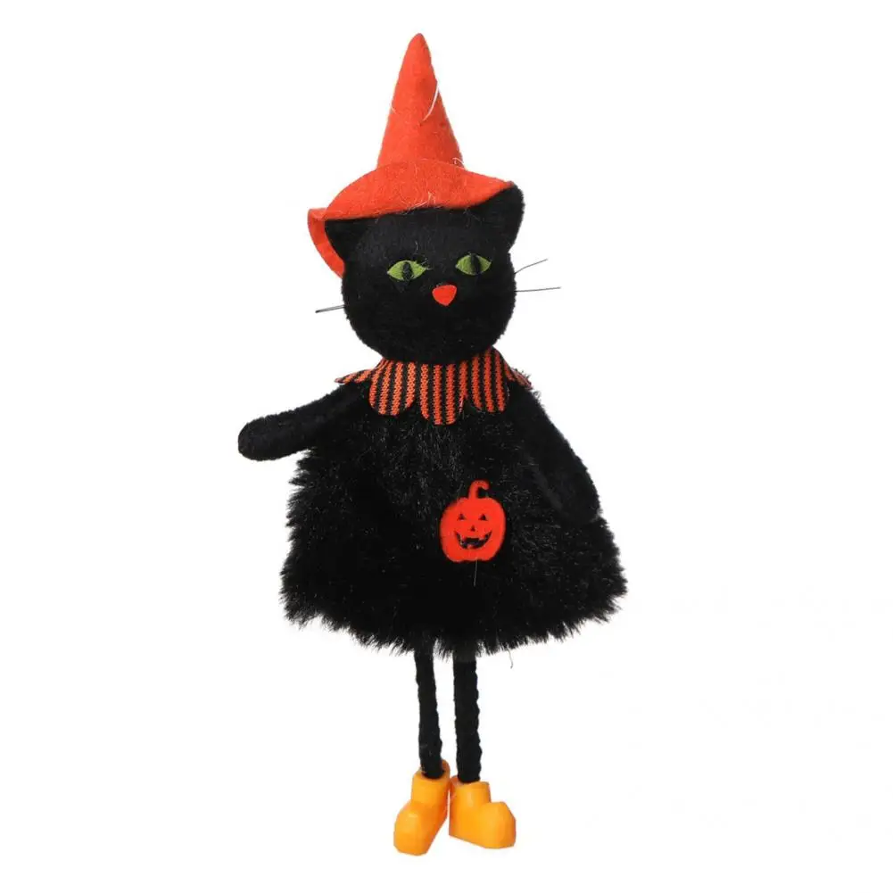 

Soft Texture Pretty Halloween Witch Black Cats Pendant Eco-friendly Ornament Rich Facial Expression for Bar