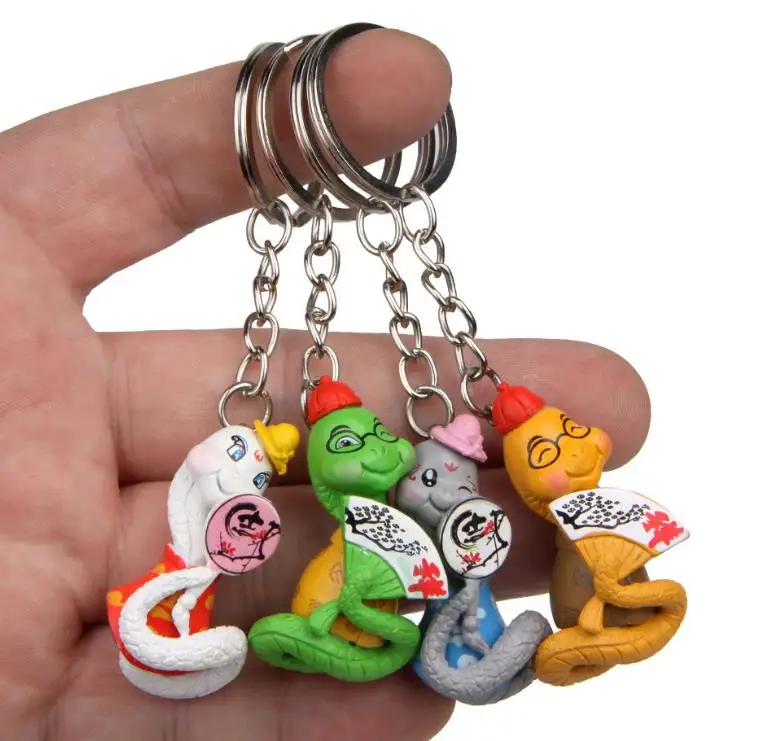 

1pc 2020new Cartoon Animal Auspicious Snake Model Doll Keychian Accessory Key Buckle Bag Car Pendant Figure Toys for Kids Gift