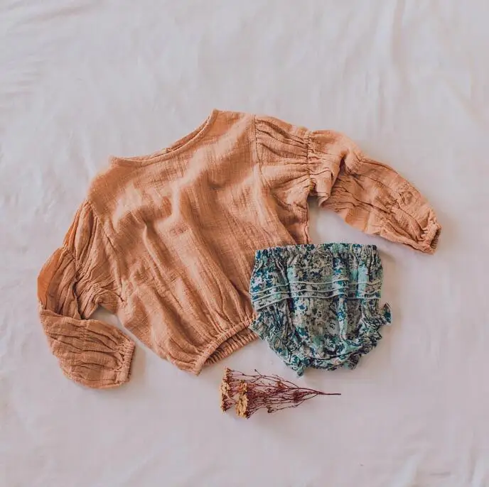 Льняная футболка для девочек осенняя эластичная куртка с длинным рукавом топы