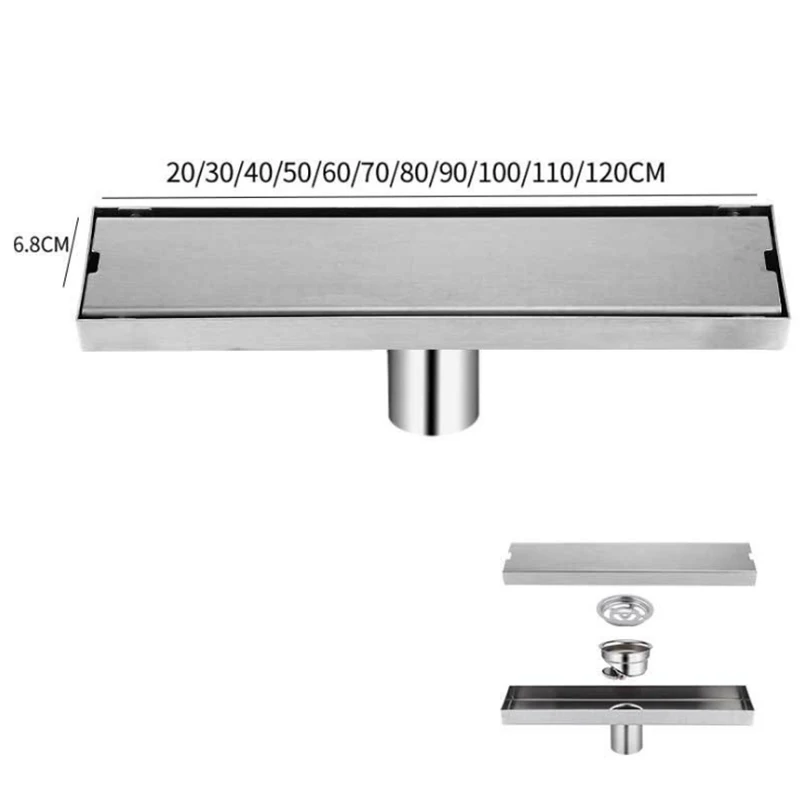 sus 304 floor drain stainless steel rectangular anti odor long linear drainage shower drainer for hotel bathroom kitchen toilet free global shipping