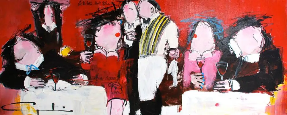 Ручная роспись холст поп арт живопись питьевой вечеринки настенные картины