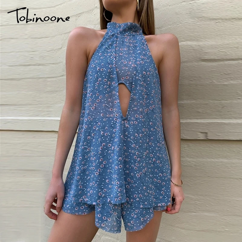 Женский винтажный комплект из топа и шортов с открытой спиной |