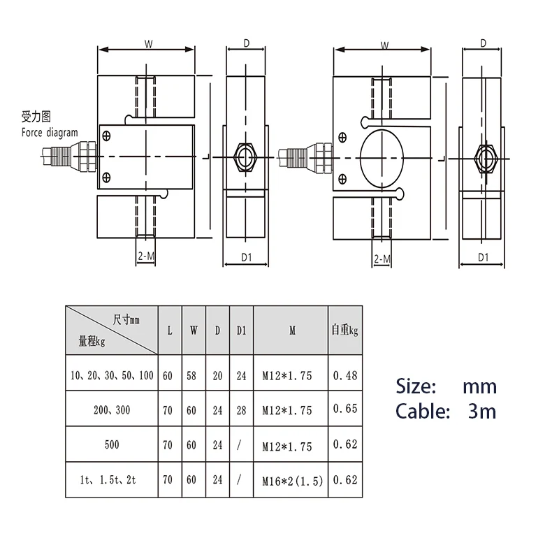 PSD-KCLBF напряжение и сила сжатия Сенсор ячейка загрузки сплав Сталь 1000 кг