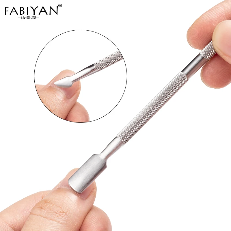 2-сторонний разветвитель нейл-арта Нержавеющая сталь кутикулы Ложка-толкатель