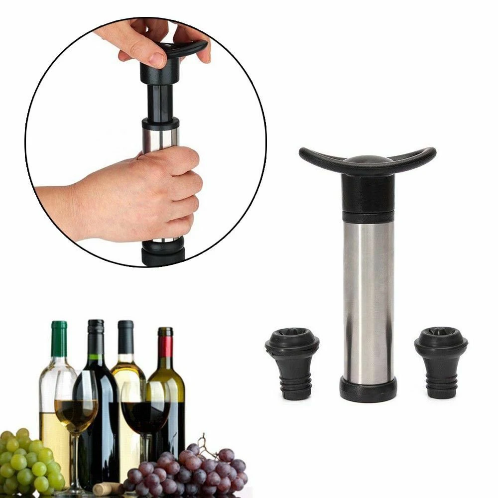 

Reusable Bottle Vacuum Wine Sealer Preserver Saver Pump+2 Stoppers Red Wine Vacuum Pumping Bag Bar Tools Black