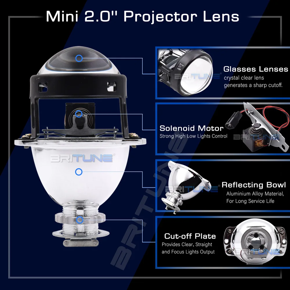 Линзы для фар 2 0 H1 HID Bi xenon H4 H7 проектор с металлическими линзами Mini Gatling Gun кожух