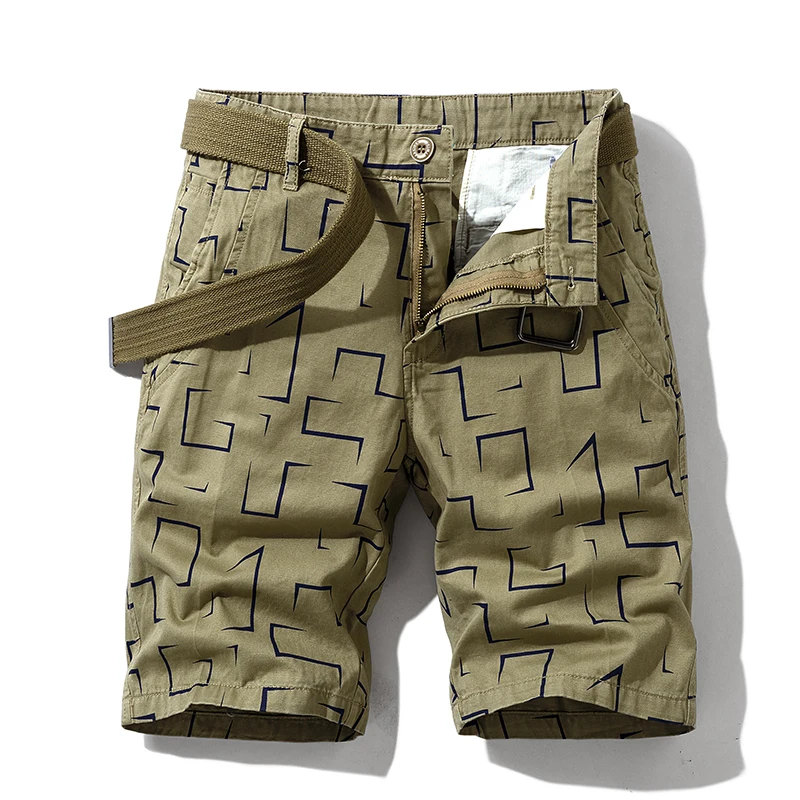 

TEHEZAD 2021 Men's Summer New Classic Casual Vintage Pocket Cargo Shorts Men's Fashion Plaid Striped Pure Cotton Shorts Men