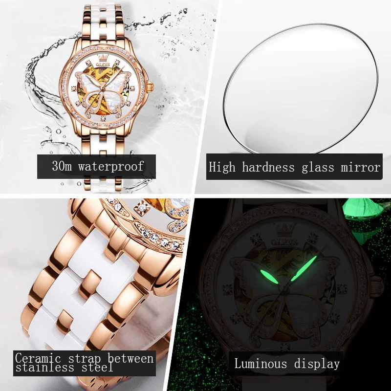 

2021 Best-selling Women's Watch Casual Fashion Ceramic Automatic Mechanical Watch Luxury Gifts Diamond-studded Waterproof Watch