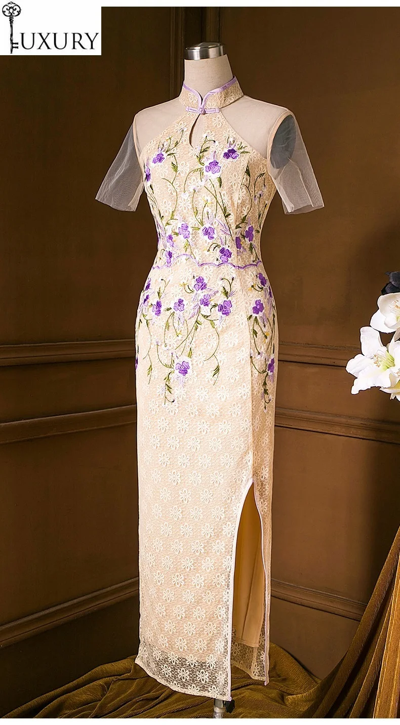 Брендовое китайское качественное платье Ципао лето 2020 винтажные вечерние