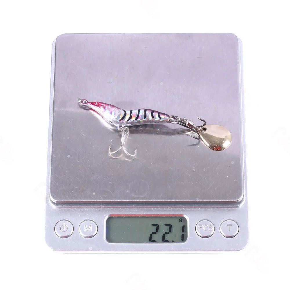 9g 15g 22g 30g Bionic Metal VIB Sequins Hard Bait Shrimp Artificial Crank Bait Wobbler Rotating Sinking Jig Squid Fishing Lure