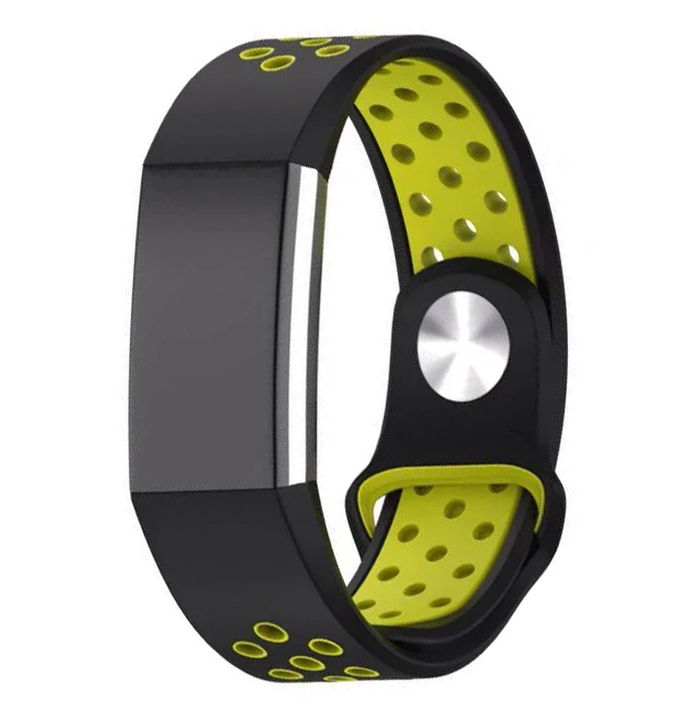 LEMFO умные аксессуары для Fitbit Charge 2 ремешок силиконовый двухцветный мягкий браслет против потери - Цвет: Black Yellow
