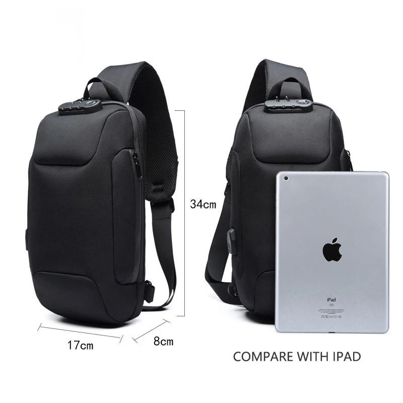 Мужские сумки через плечо с usb-зарядкой и замком TSA противоугонная нагрудная