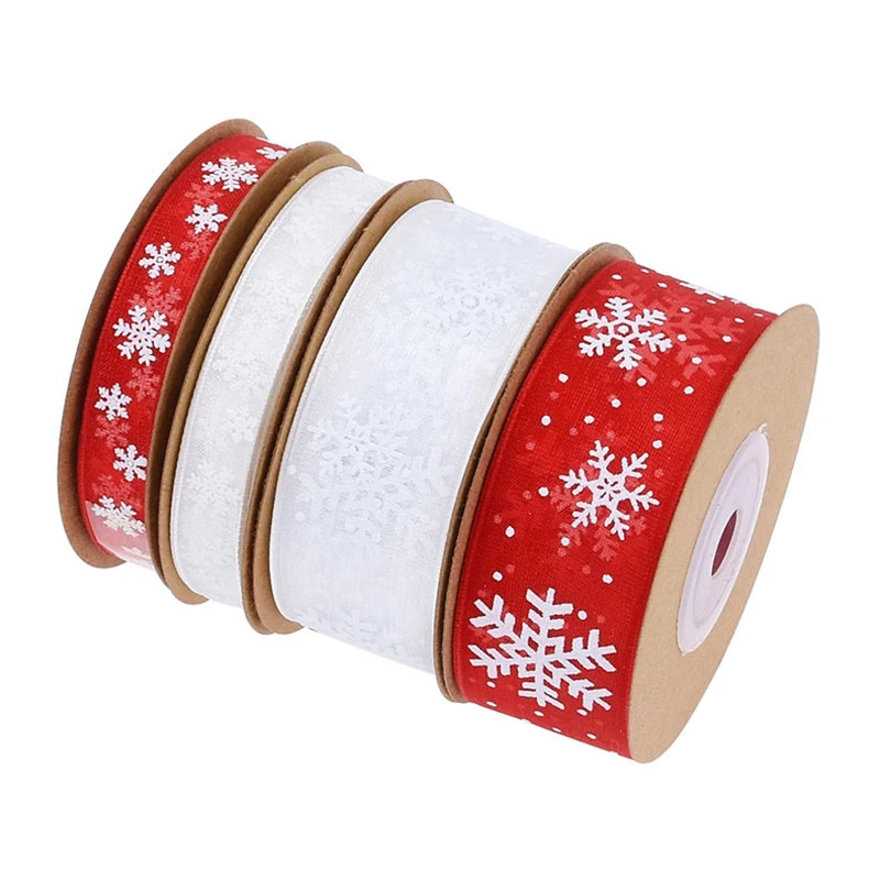 

CICITOP Handmade decoration transparent snowflake ribbon Transparent Snowflake Ribbon Gift Wrapping Ribbon Printed Yarn Ribbon