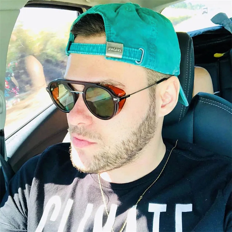 Солнцезащитные очки в стиле стимпанк женские круглые солнцезащитные мужские с