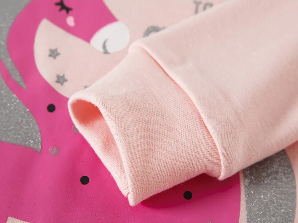 Рождественская Одежда для девочек Пижама одежда детей розовые футболки с