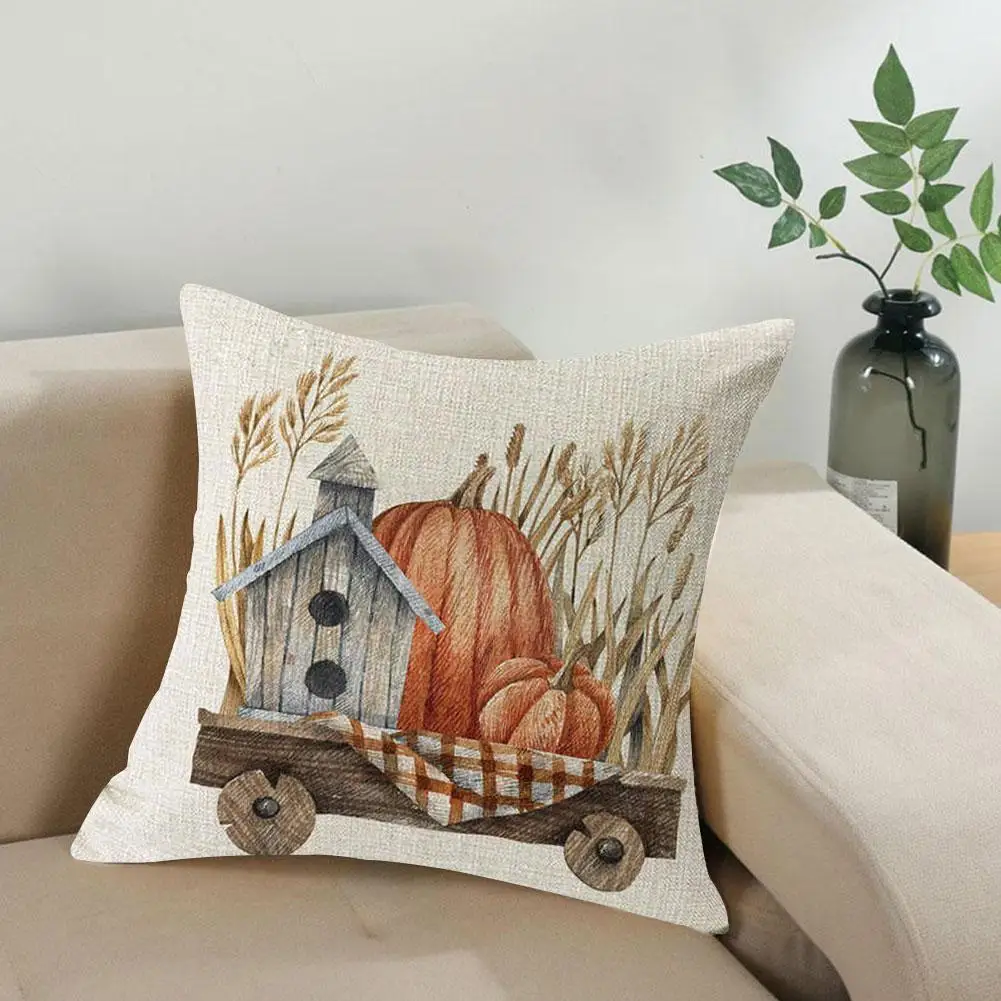 

Thanksgiving Pillow Cover Pumpkin Cushion Cover Linen Pillow Decor Decor Sofa Car Home Case 45CM*45CM Farmhouse S7Q1