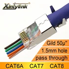 Новый коннектор xintylink CAT8, CAT7, CAT6A, rj45, разъем 50U RJ 45 для кабеля ethernet, сетевой, SFTP, экранированный, отверстие 1,5 мм