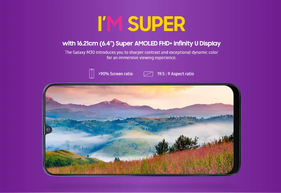 Совершенно глобальный samsung Galaxy M30 M305F/DS мобильный телефон с двумя sim-картами 5000 мАч 6," Exynos 7904 4 Гб 64 ГБ 3 тыловая камера 4G смартфон
