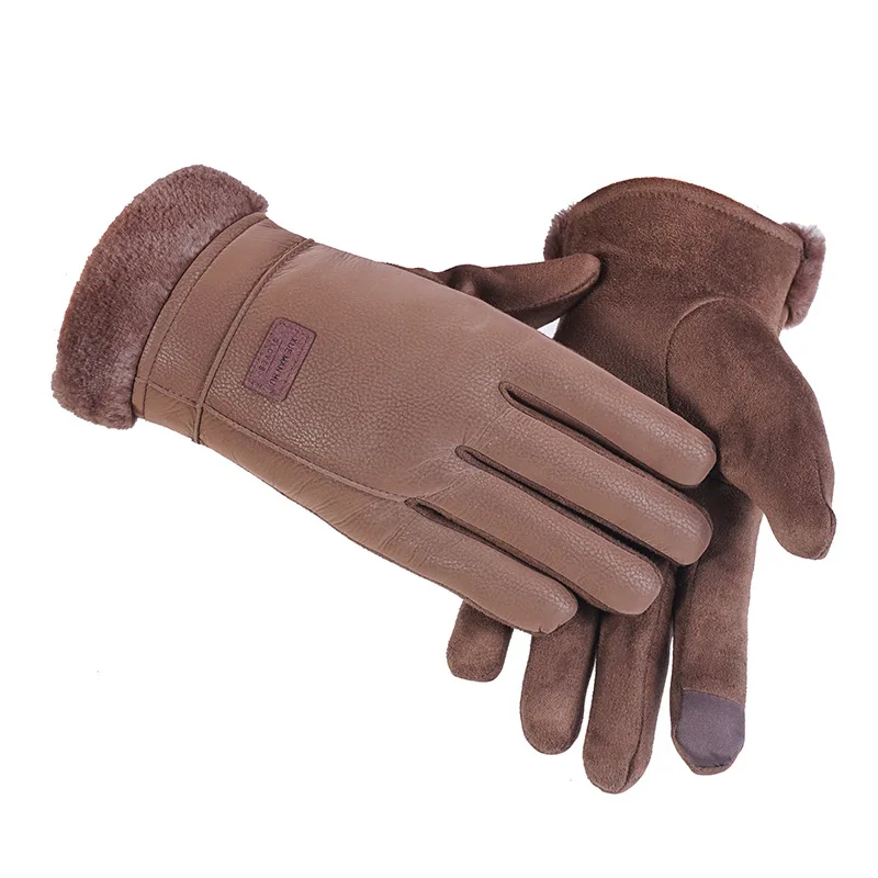 Перчатки мужские уличные утолщенные бархатные осенние и зимние ветрозащитные