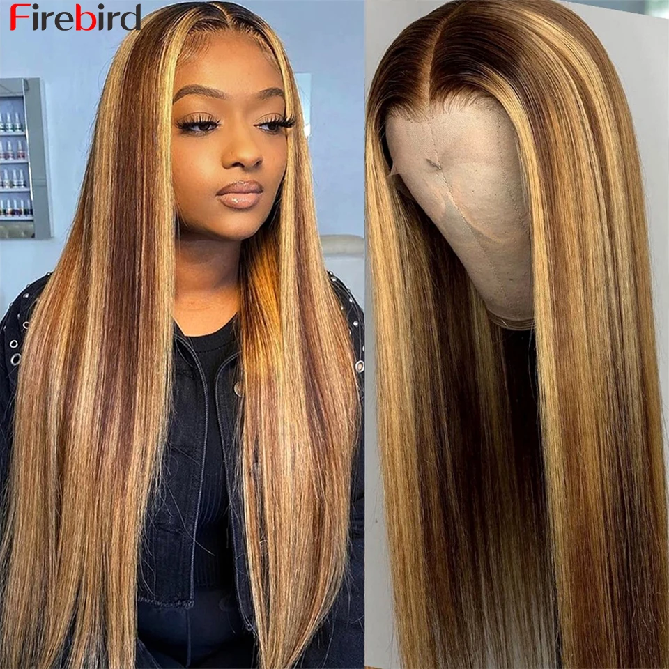 

Highlight Wig Human Hair 4x4 5x5 6x6 Hd Lace 13x1 13x4 Highlighted Lace Frontal Wig Brown Lace Front Wig With Blonde Highlights