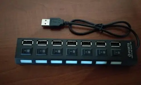 7 портов usb-хаб светодиодный USB Высокоскоростной адаптер 480 Мбит/с usb-хаб с выключателем питания для ПК, ноутбука, ПК, ноутбука с включением/выключением