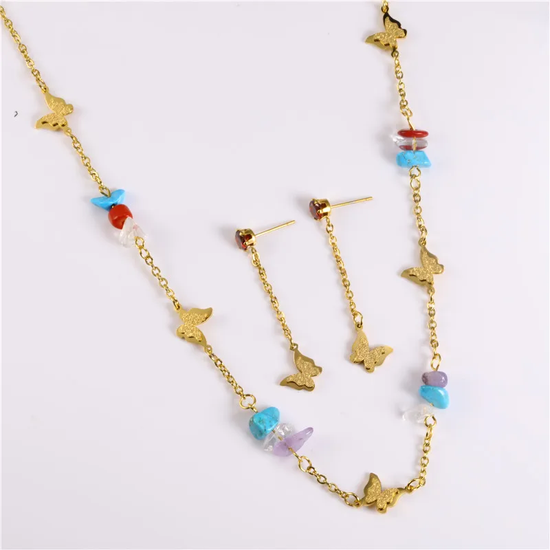 Комплект из колье и серёг с бабочкой нержавеющей стали | Украшения аксессуары