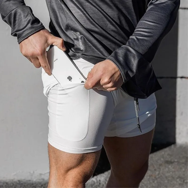 

2021 NEW Men's Running Shorts Mens 2 in 1 Sports Shorts Male double-deck Quick Drying Sports men Shorts Jogging Gym Shorts men