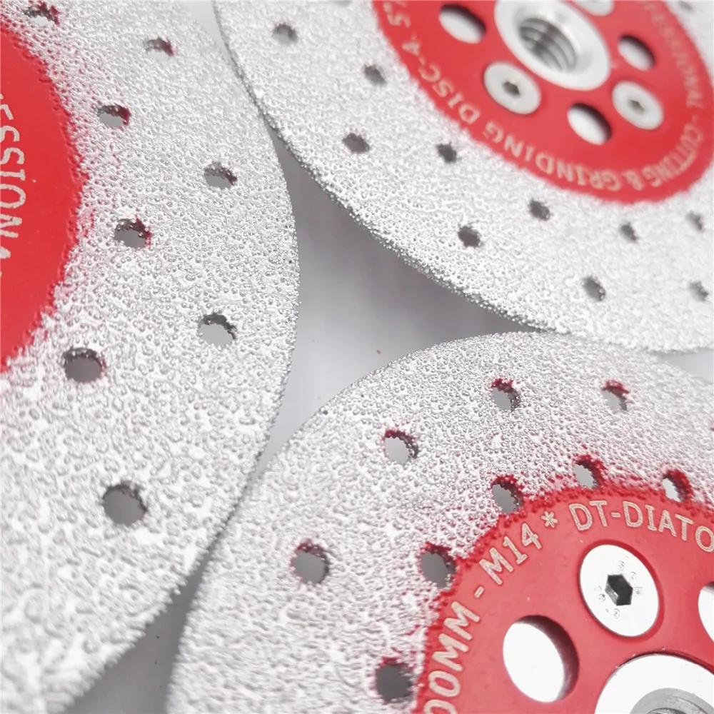 DT-DIATOOL 1pc M14 or 5/8-11 Thread Vacuum Brazed Double Side Coated Diamond Cutting Grinding Wheel For Cut Shapen Grind Smooth