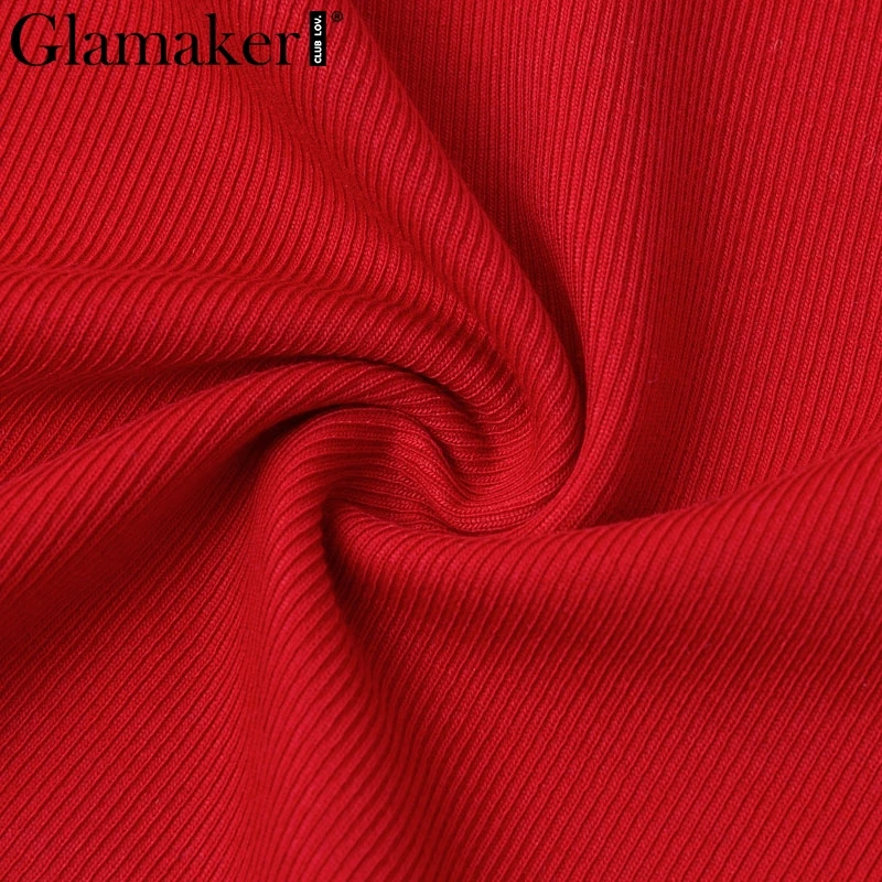 Glamaker, Красное вязаное винтажное сексуальное платье с v-образным вырезом, с выемками, с закручивающимися пуговицами, элегантное женское платье, Осень-зима, женские вечерние платья, длинное платье