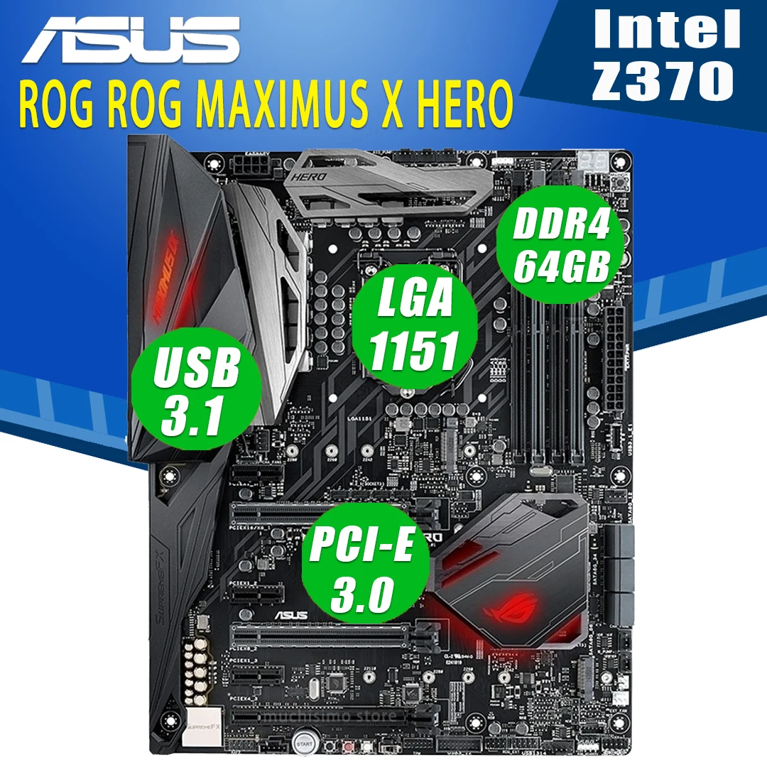 Kaufen LGA1151 Asus ROG MAXIMUS X HERO Motherboard Unterstützung 8th-Gen Core I7/i5/i3 CPU DDR4 64GB Overlocking Desktop Z370 Placa-Mãe 1151