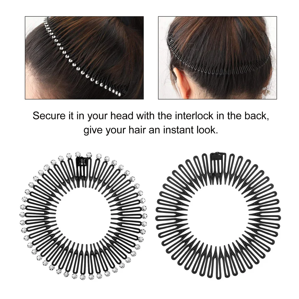 

12Pcs Full Circular Stretch Comb Flexible Plastic Circle Hair Comb for Women
