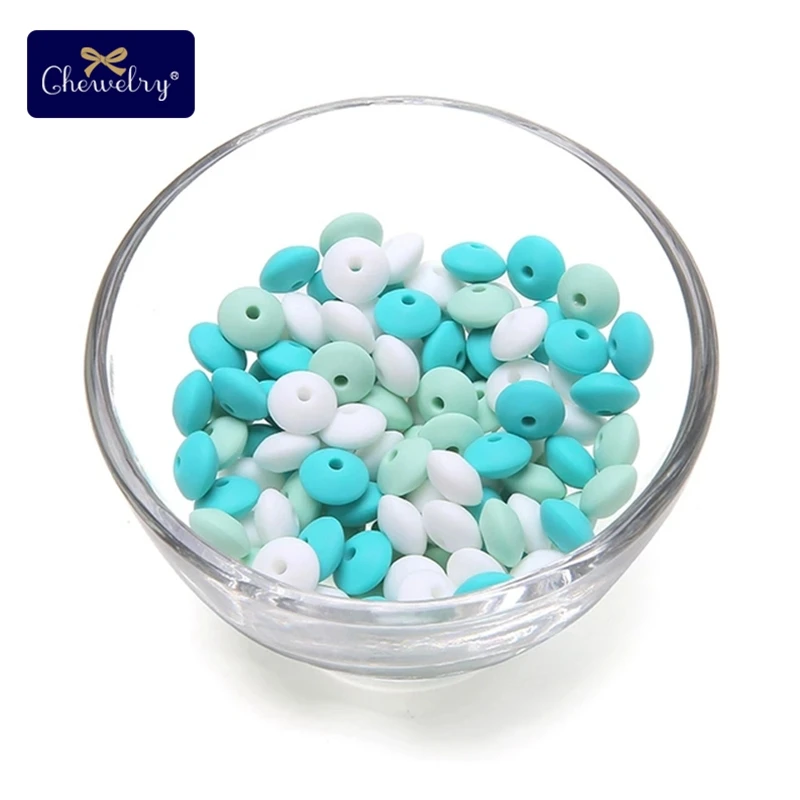 40PC Turquoise Serie Перламутровый силиконовый Прорезыватель 10 мм 20 шт Силиконовые Бусины DIY Бусины Пищевой класс силиконовые счеты бусины зубные кольца для детей ожерелье Успокаивающая игрушка - Цвет: 40PC Turquoise Serie