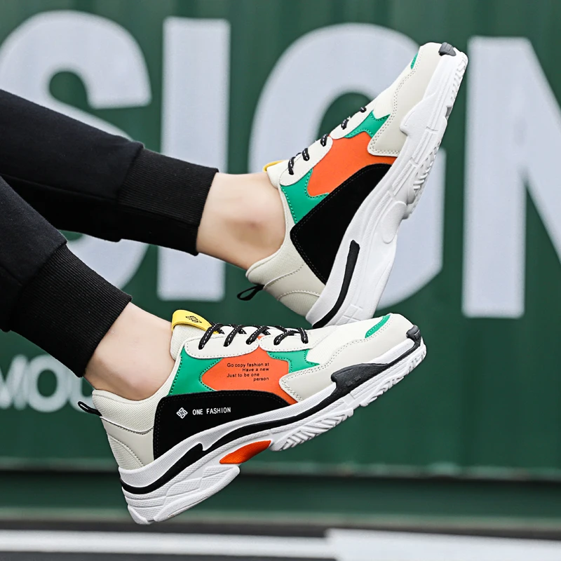 2019 новые модные кроссовки для мужчин Повседневная обувь кожаная мужская