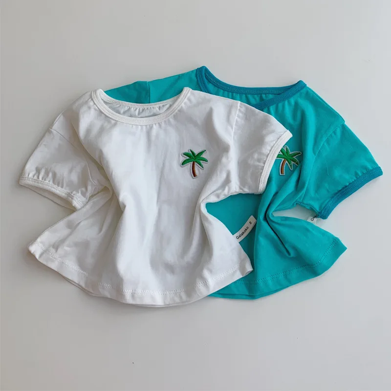 

2021 New Summer Children's Cotton T-Shirt 2021 Summer New Boys Girls Clothing Kids Toddler Tops Baby Embroidery Short Sleeve Tee