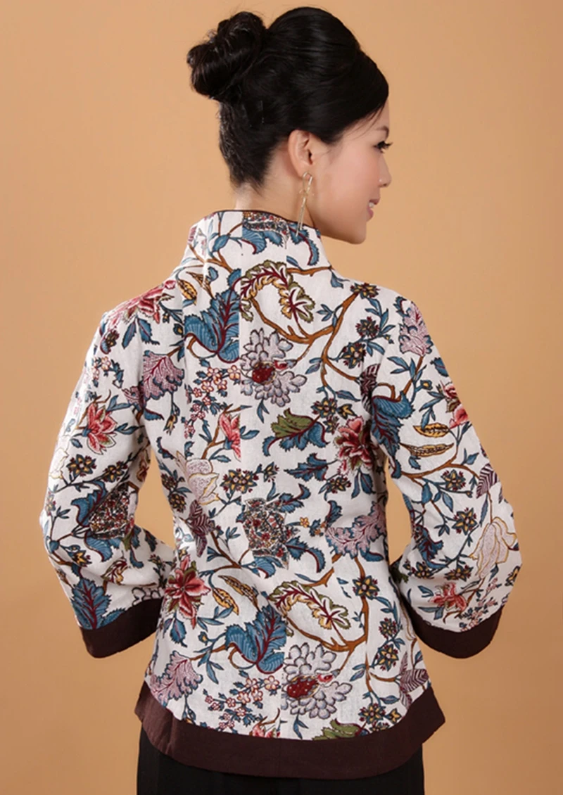 Китайский топ Женская куртка традиционный Топ Ципао рубашка китайский с длинным