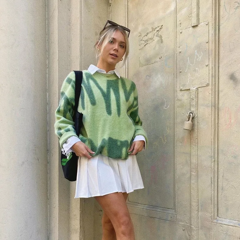 

Y2K Fashion Stripes Sweaters Women Oversized Winter Knitted Warm Pullovers Female Long Jumpers Streetwear Loose Outerwear Traf