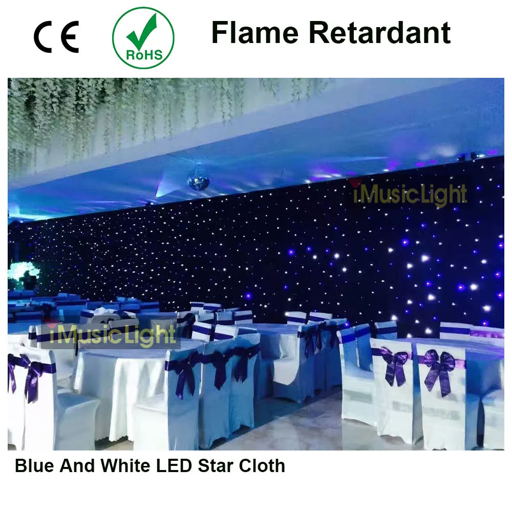 СВЕТОДИОДНЫЙ занавес в высоту 2 3 м ширину 9 5 синий + белый Звездный рисунок для