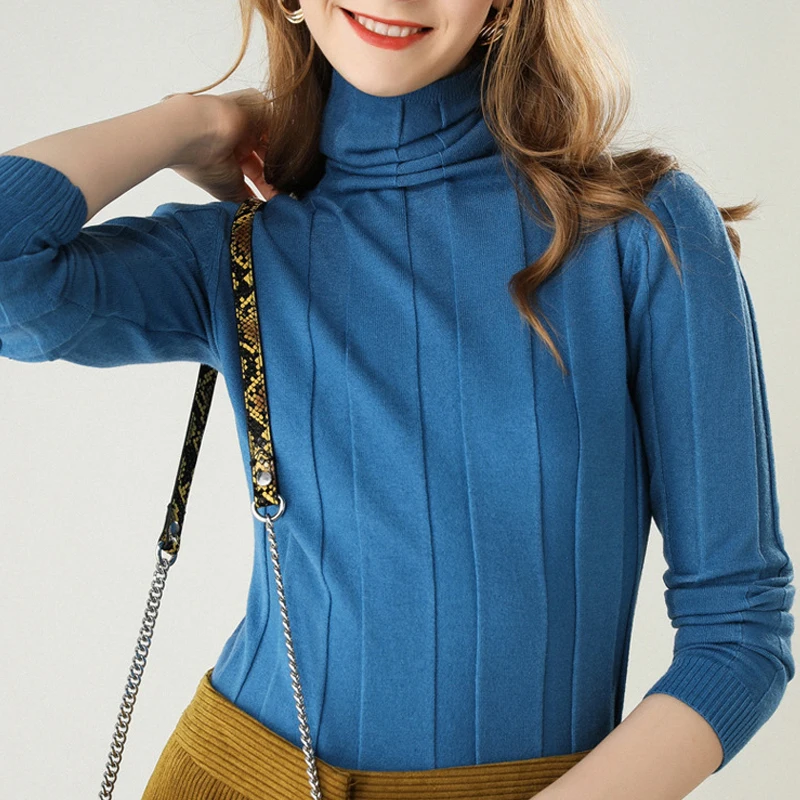 Осенне-зимний длинный свитер женский 2020 однотонный вязаный пуловер с длинным