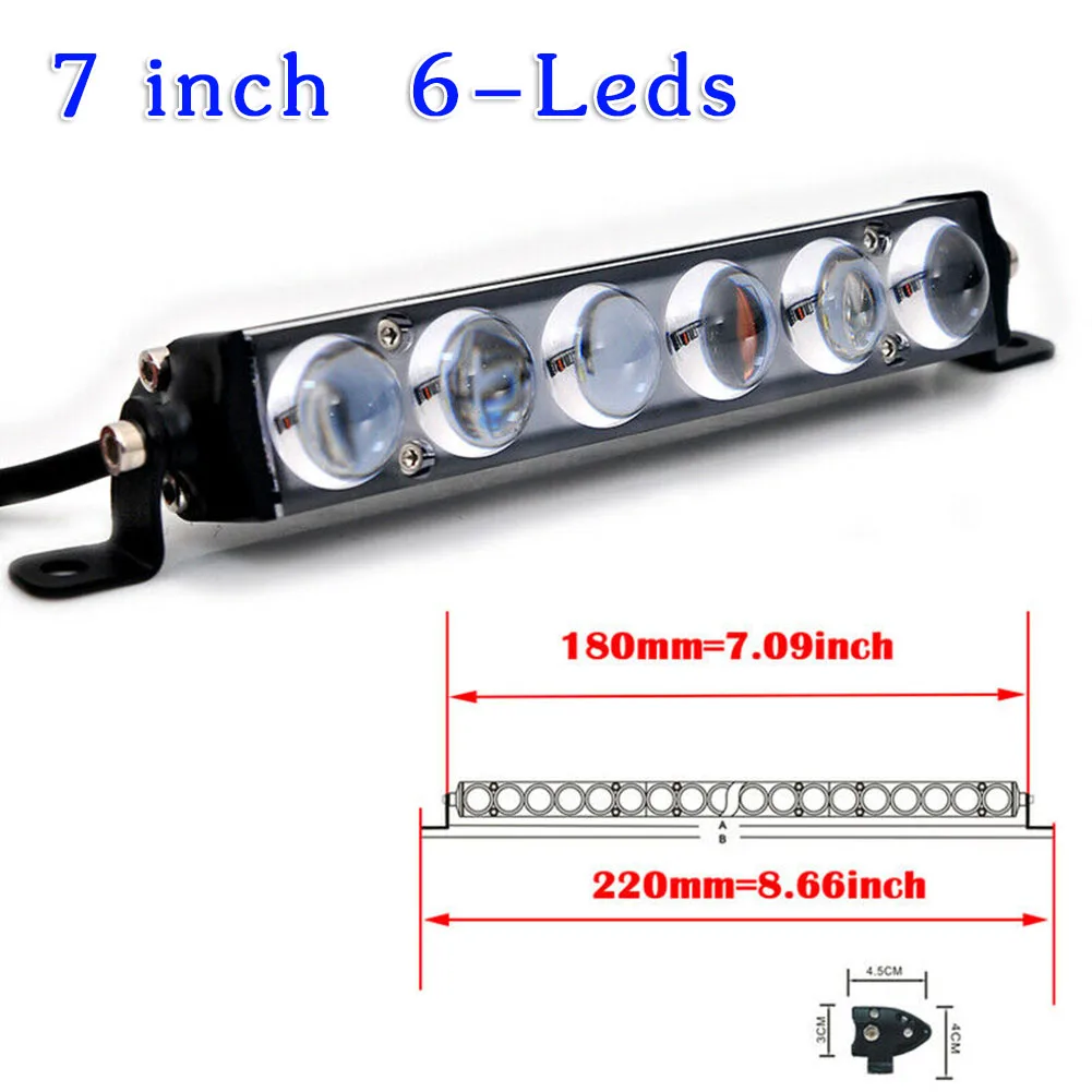 

4D Lens LED light bar 6 Leds 6000K 60W 7 inch Car Replacement Spot Beam