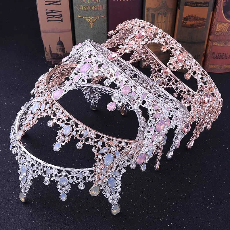 

Vintage Baroque Queen King Bride Tiara Crown For Women Headdress Prom Bridal Wedding Tiaras and Hair Jewelry Accessories co
