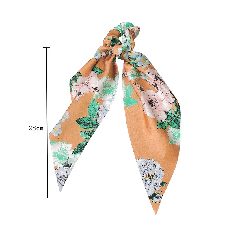 

Ruoshui 2021 Woman Printed Hair Ties Silk Scrunchies Ponytail Holders Flower Rubber Band Elastic Hairband Hair Accessories