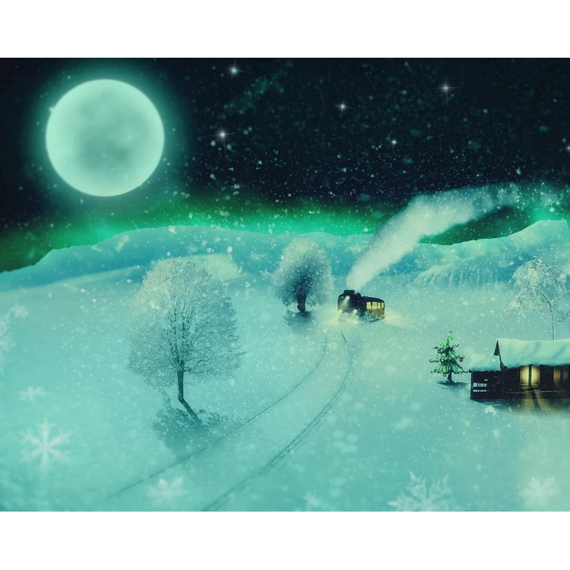 DUTEY Алмазная картина красивая СНЕЖНАЯ ФАНТАЗИЯ зимний пейзаж хижина вышивка