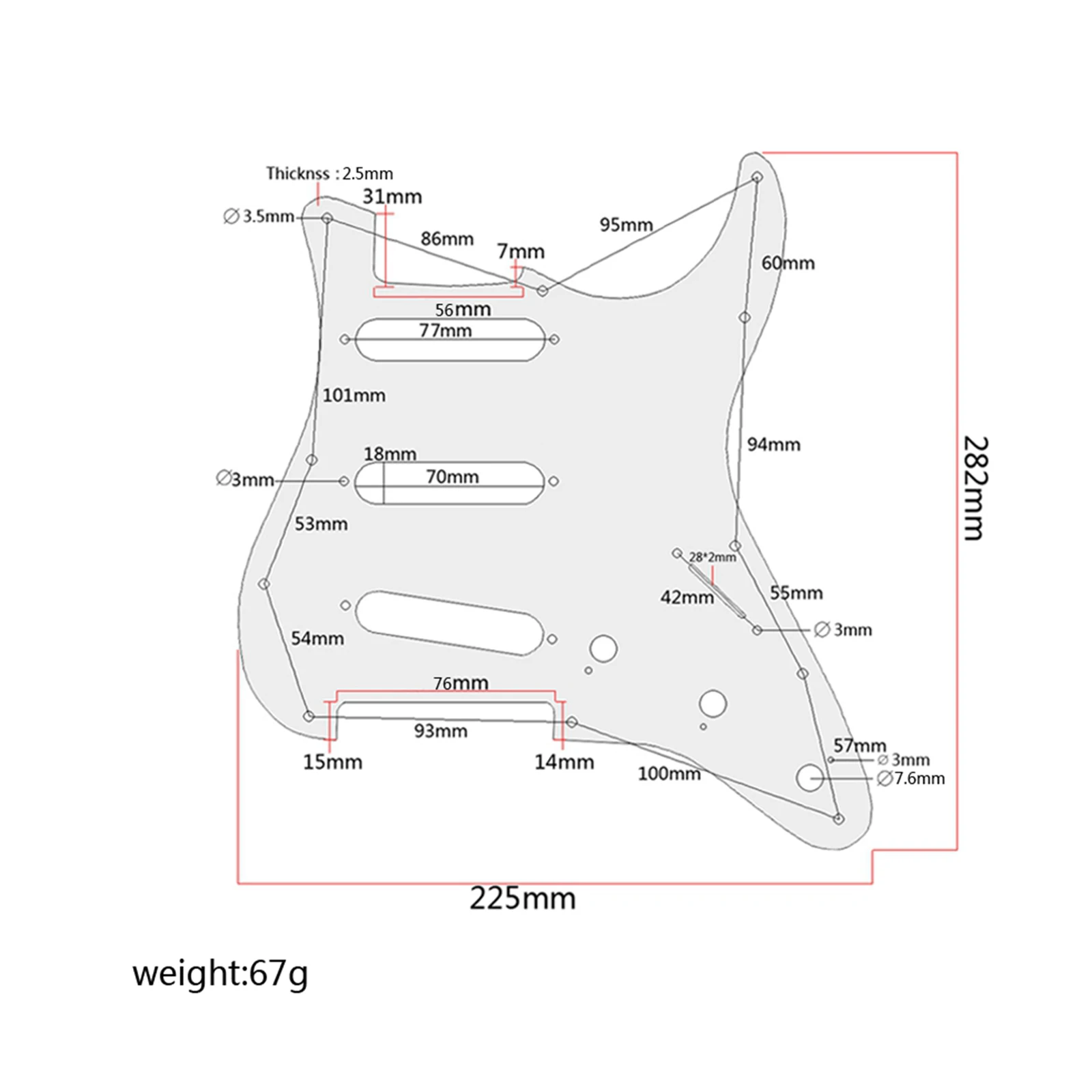 

8 Hole SSS Single Coil Guitar Pickup Guard Rosewood Electric Guitar Scratch Plate for ST Guitar Musical Instrument Parts