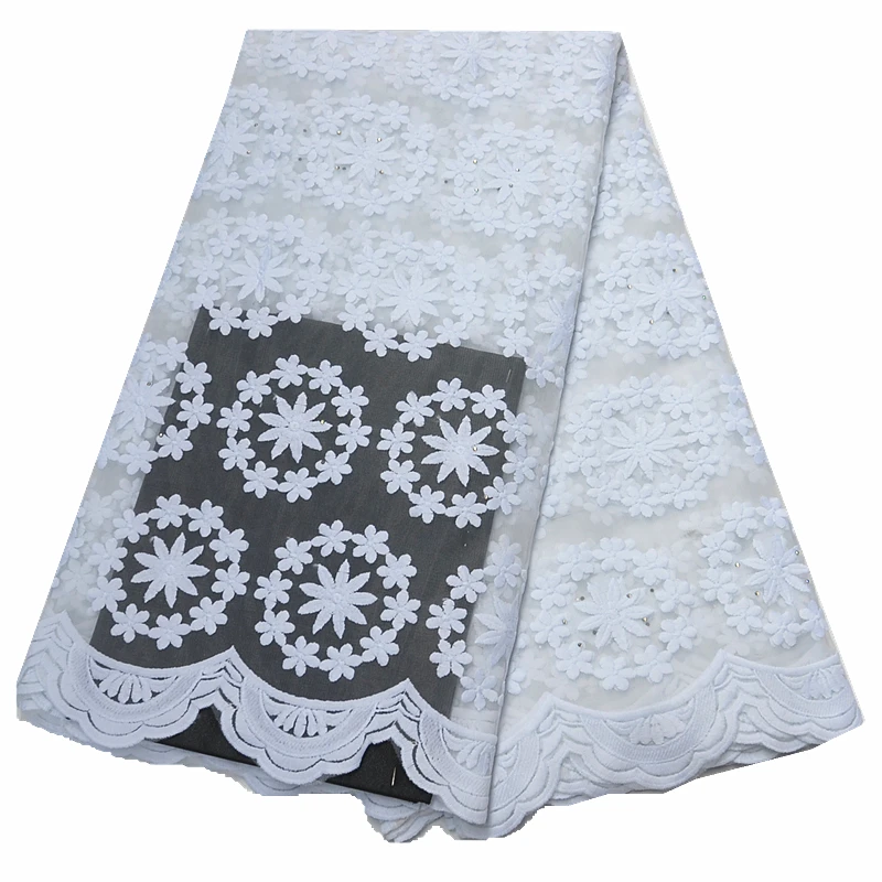 White nigerian lace fabric for wedding bridal french net embroidery african tulle 5yards per lot | Дом и сад