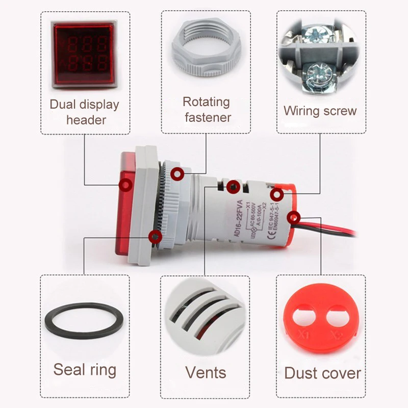 Измеритель тока светодиодный цифровой двойной дисплей Вольтметр Амперметр