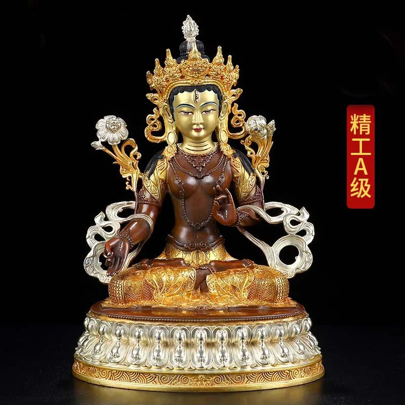 

WHOLESALE BUDDHIST SUPPLIES HIGH GRADE GILDING GOLD WHITE TARA GUANYIN BUDDHA AVALOKITESVARA STATUE HOME PROTECTION 31CM LARGE