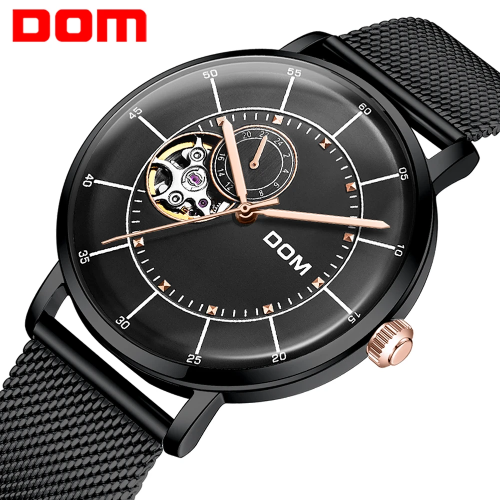 

DOM Mens Watch Fashion Quartz Analog Mesh Stainless Steel Waterproof Chronograph Watches For Men Automatic Watch
