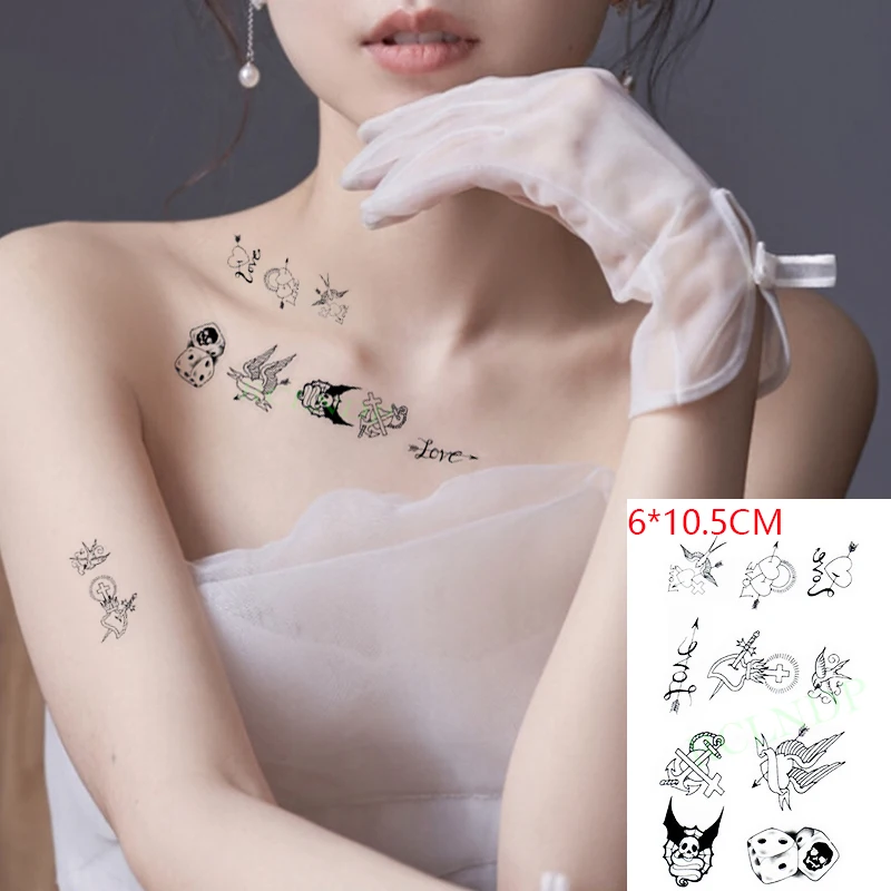 Водонепроницаемый Временные татуировки-наклейки ins с надписью Love крест демон